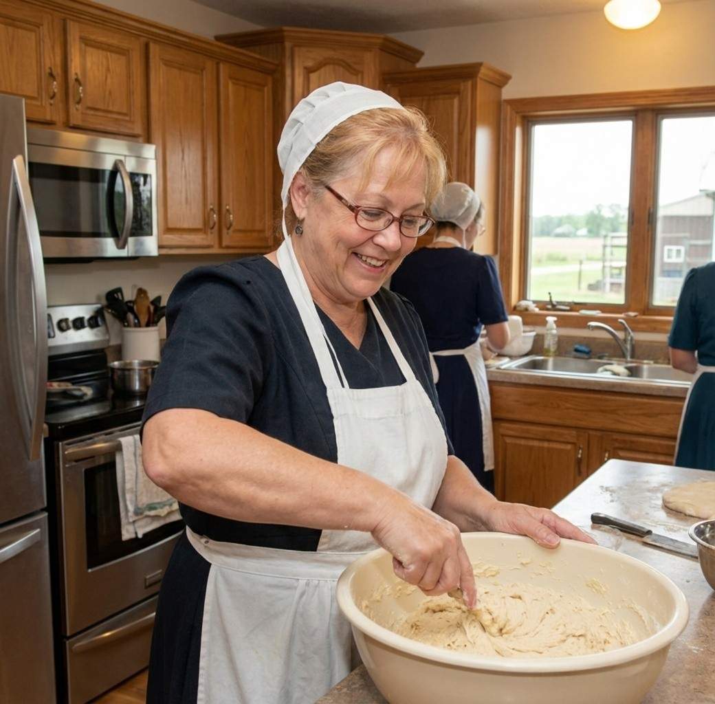 Martha holding a freshly baked loaf of bread from her recipe collection